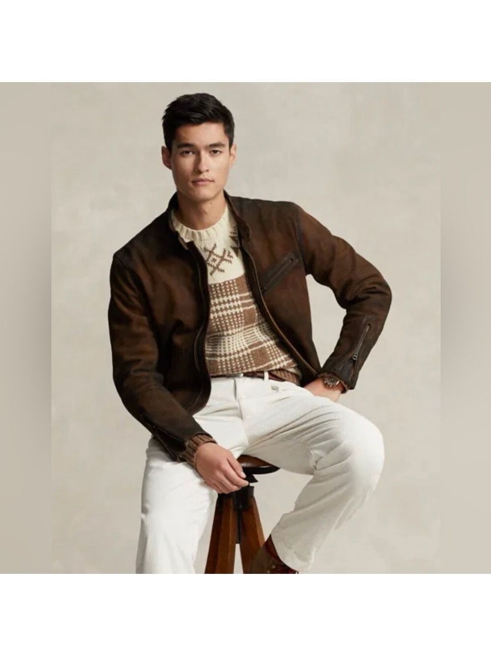 Polo Ralph Lauren Vestiaire Collective Nordic-Style Wool Linen Plaid Sweater S